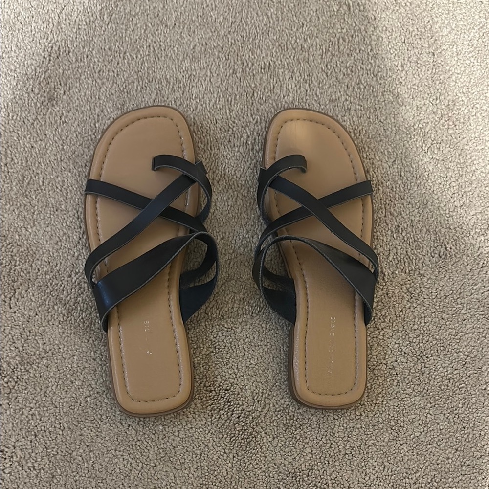 American Eagle Outfitters Black and Tan Sandals Minimalist Design